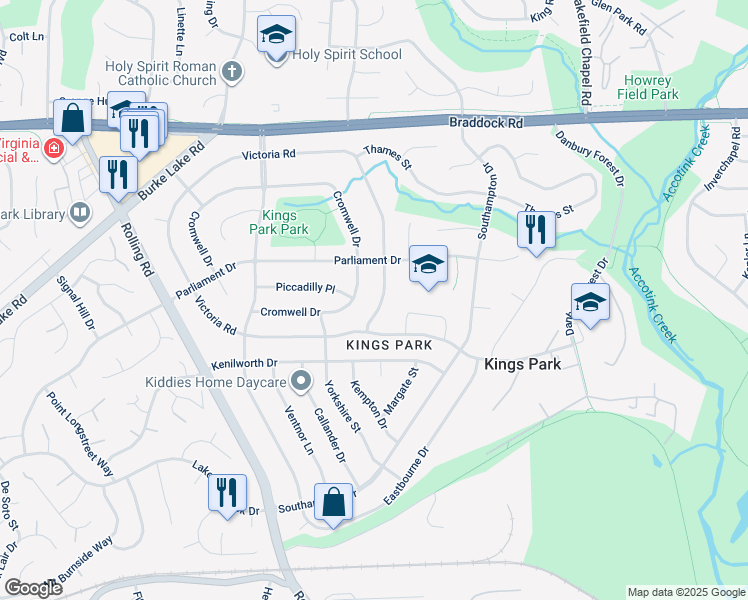 map of restaurants, bars, coffee shops, grocery stores, and more near 8611 Victoria Road in Springfield