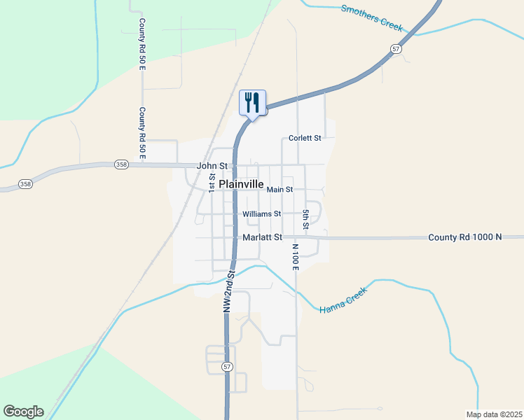 map of restaurants, bars, coffee shops, grocery stores, and more near 739 3rd Street in Plainville