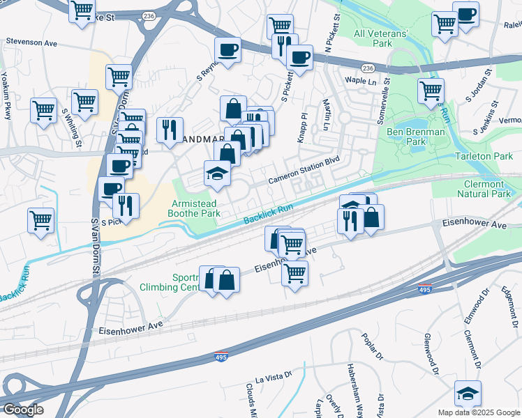 map of restaurants, bars, coffee shops, grocery stores, and more near 5189 Brawner Place in Alexandria