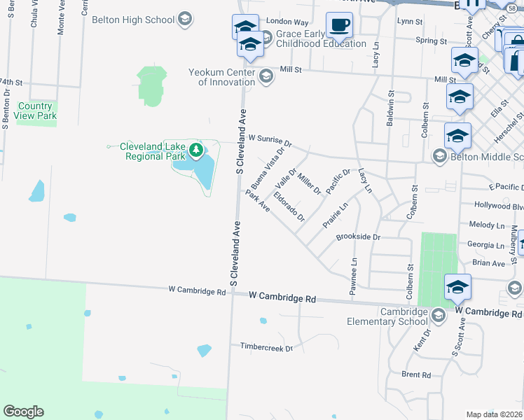 map of restaurants, bars, coffee shops, grocery stores, and more near 621 Park Avenue in Belton