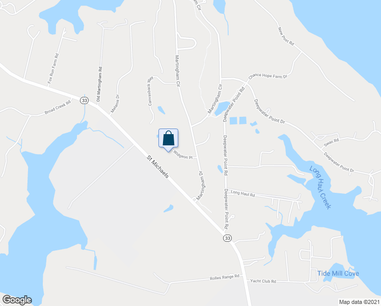 map of restaurants, bars, coffee shops, grocery stores, and more near 9280 Martingham Circle in Saint Michaels