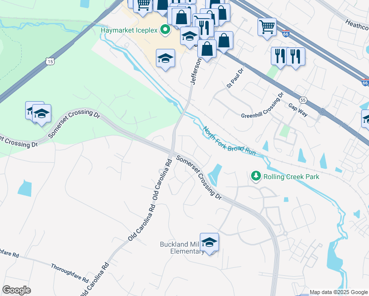 map of restaurants, bars, coffee shops, grocery stores, and more near 15115 Gaffney Circle in Gainesville