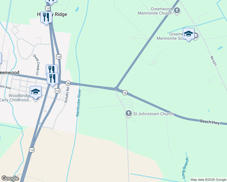 map of restaurants, bars, coffee shops, grocery stores, and more near 13356 Saint Johnstown Road in Greenwood