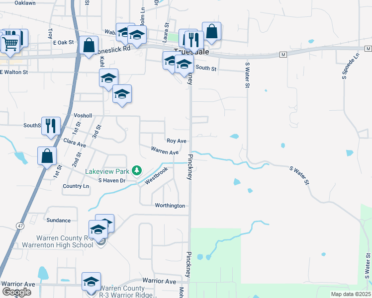 map of restaurants, bars, coffee shops, grocery stores, and more near 1012 Warren Avenue in Warrenton