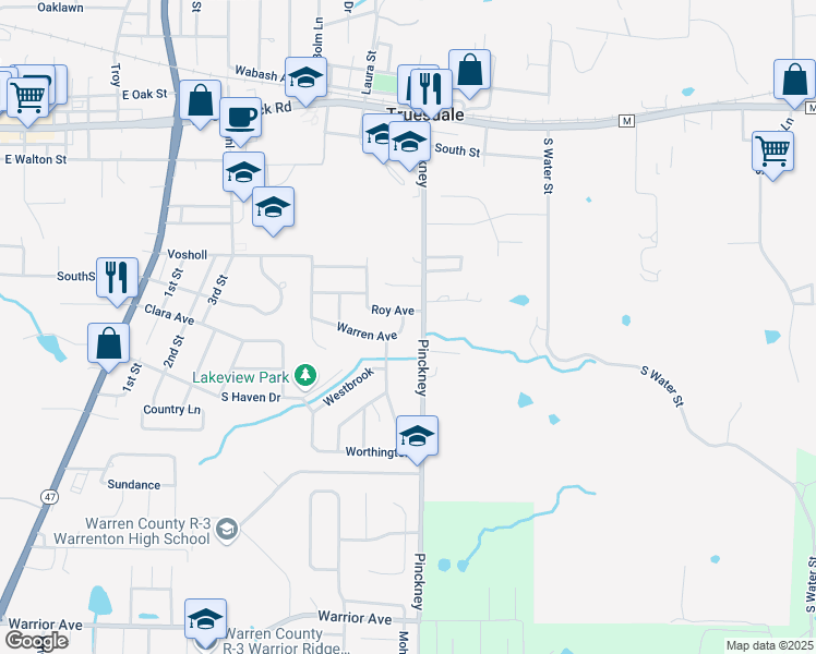 map of restaurants, bars, coffee shops, grocery stores, and more near 1012 Warren Avenue in Warrenton