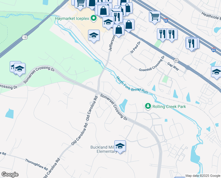 map of restaurants, bars, coffee shops, grocery stores, and more near 7106 Wheeling Way in Gainesville
