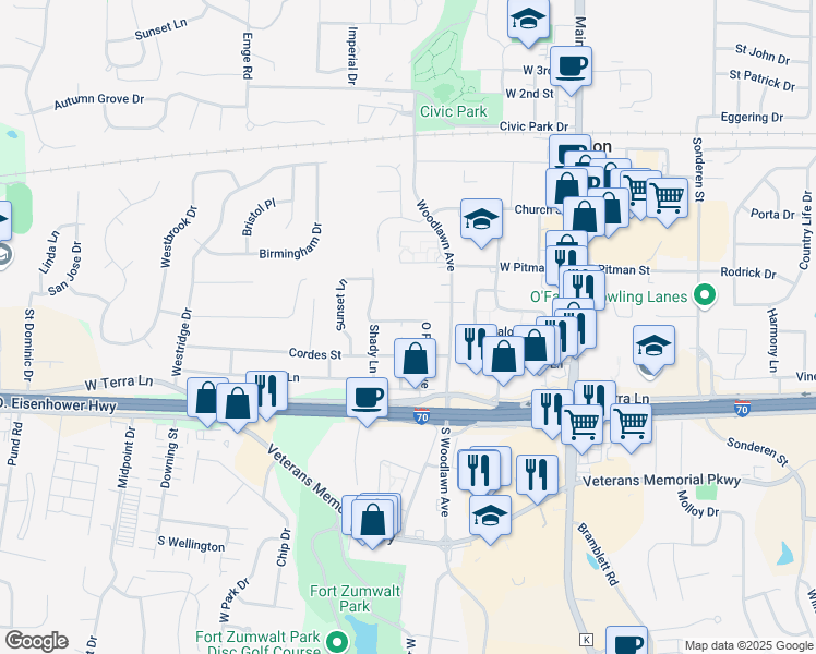map of restaurants, bars, coffee shops, grocery stores, and more near 436 Fanning Avenue in O'Fallon