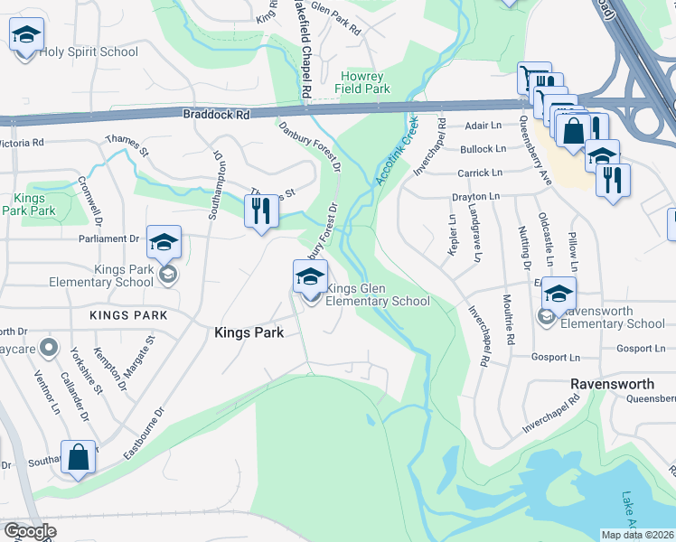 map of restaurants, bars, coffee shops, grocery stores, and more near 5264 Lonsdale Drive in Springfield