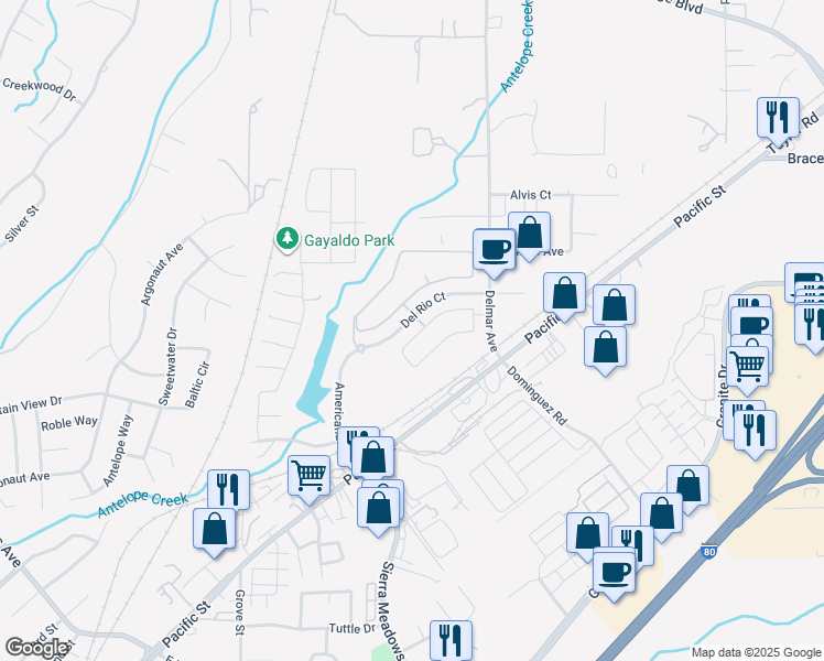 map of restaurants, bars, coffee shops, grocery stores, and more near 3902 Deergrass Circle in Rocklin