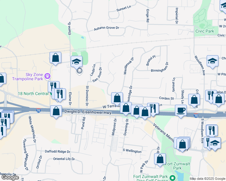 map of restaurants, bars, coffee shops, grocery stores, and more near 35 Shadybrook Court in O'Fallon