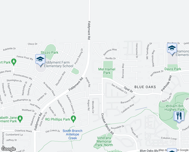 map of restaurants, bars, coffee shops, grocery stores, and more near 356 Bayonne Court in Roseville