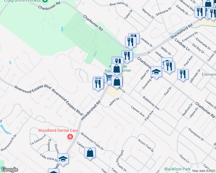 map of restaurants, bars, coffee shops, grocery stores, and more near 474 Howdershell Road in Florissant