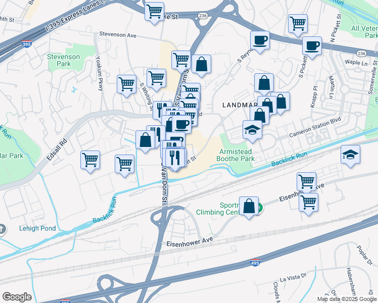map of restaurants, bars, coffee shops, grocery stores, and more near 631 South Pickett Street in Alexandria