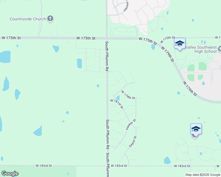 map of restaurants, bars, coffee shops, grocery stores, and more near South Pflumm Road in Overland Park