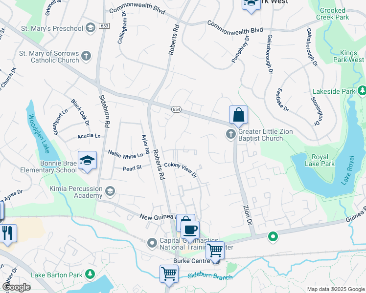 map of restaurants, bars, coffee shops, grocery stores, and more near 10360 Hampshire Green Avenue in Fairfax