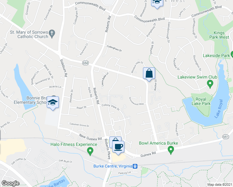 map of restaurants, bars, coffee shops, grocery stores, and more near 10354 Hampshire Green Avenue in Fairfax
