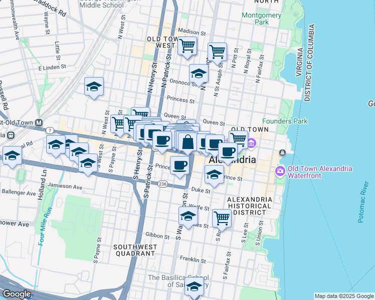 map of restaurants, bars, coffee shops, grocery stores, and more near 101 Independence Avenue Southeast in Washington