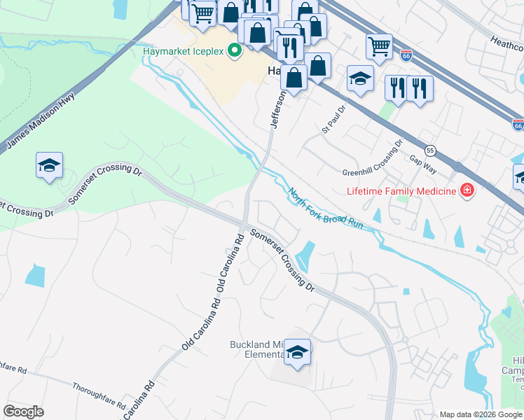 map of restaurants, bars, coffee shops, grocery stores, and more near 15101 Gaffney Circle in Gainesville