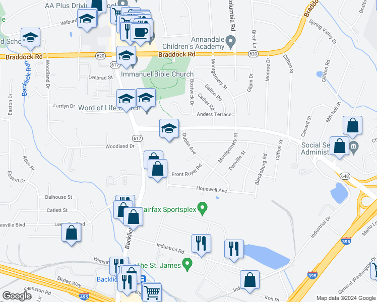 map of restaurants, bars, coffee shops, grocery stores, and more near 5312 Dublin Avenue in Springfield