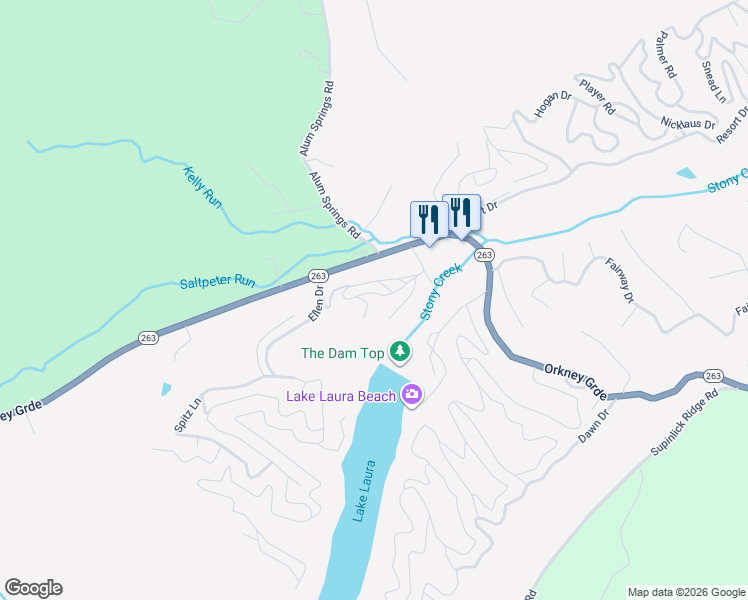 map of restaurants, bars, coffee shops, grocery stores, and more near 388 The Hill Road in Basye
