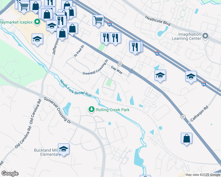 map of restaurants, bars, coffee shops, grocery stores, and more near 7001 Sunapple Place in Gainesville