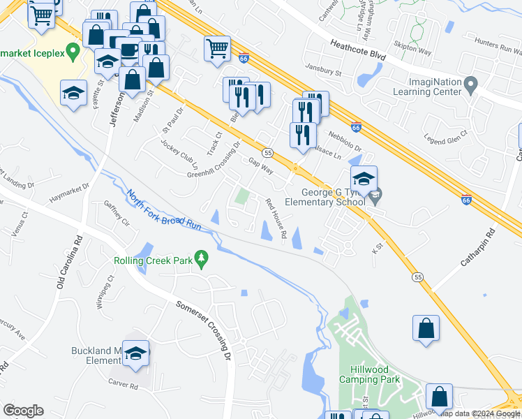 map of restaurants, bars, coffee shops, grocery stores, and more near 7017 Sauvage Lane in Gainesville
