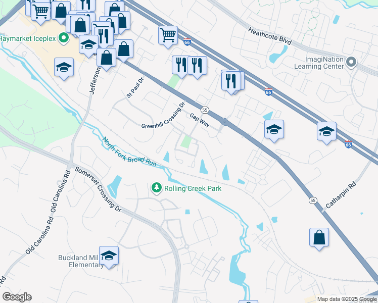 map of restaurants, bars, coffee shops, grocery stores, and more near 6999 Sunapple Place in Gainesville