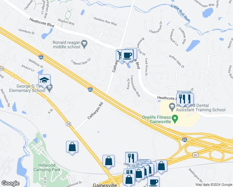 map of restaurants, bars, coffee shops, grocery stores, and more near Santa Cruz Place in Gainesville