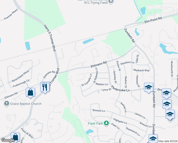 map of restaurants, bars, coffee shops, grocery stores, and more near 3021 Orton Street in Saint Charles
