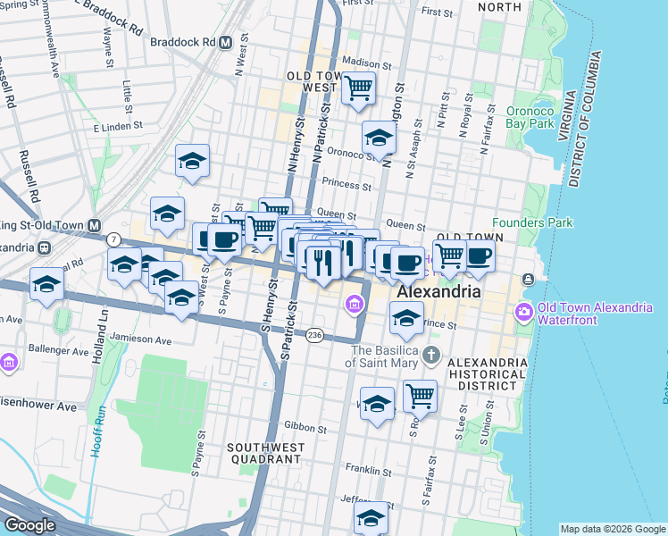 map of restaurants, bars, coffee shops, grocery stores, and more near 101 Independence Avenue Southeast in Washington