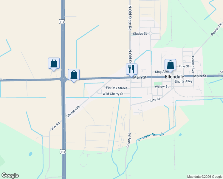 map of restaurants, bars, coffee shops, grocery stores, and more near 18312 Wild Cherry Street in Ellendale