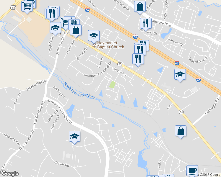 map of restaurants, bars, coffee shops, grocery stores, and more near 14410 Hulfish Way in Gainesville