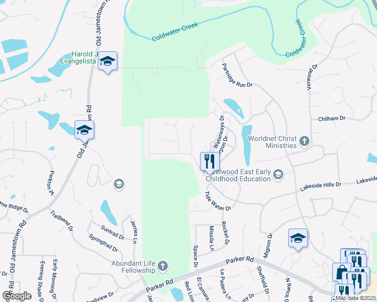 map of restaurants, bars, coffee shops, grocery stores, and more near 6268 Lake Paddock Drive in Florissant