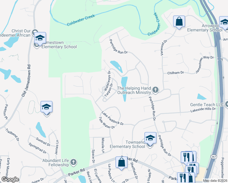 map of restaurants, bars, coffee shops, grocery stores, and more near 6528 East Dolphin Circle in Florissant