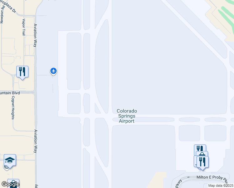 map of restaurants, bars, coffee shops, grocery stores, and more near 5763 Camber View in Colorado Springs