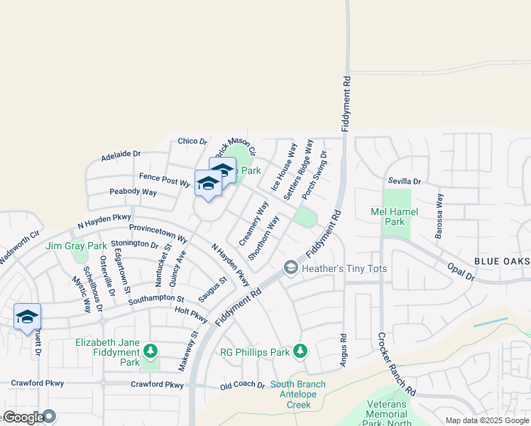 map of restaurants, bars, coffee shops, grocery stores, and more near 4129 Creamery Way in Roseville