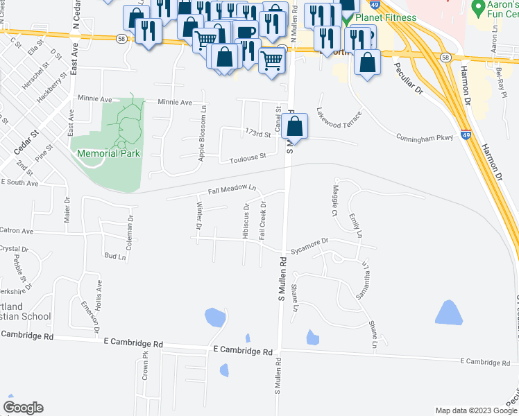map of restaurants, bars, coffee shops, grocery stores, and more near 504 Fall Creek Drive in Belton