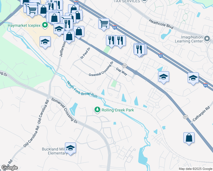 map of restaurants, bars, coffee shops, grocery stores, and more near 7000 Rogue Forest Lane in Gainesville