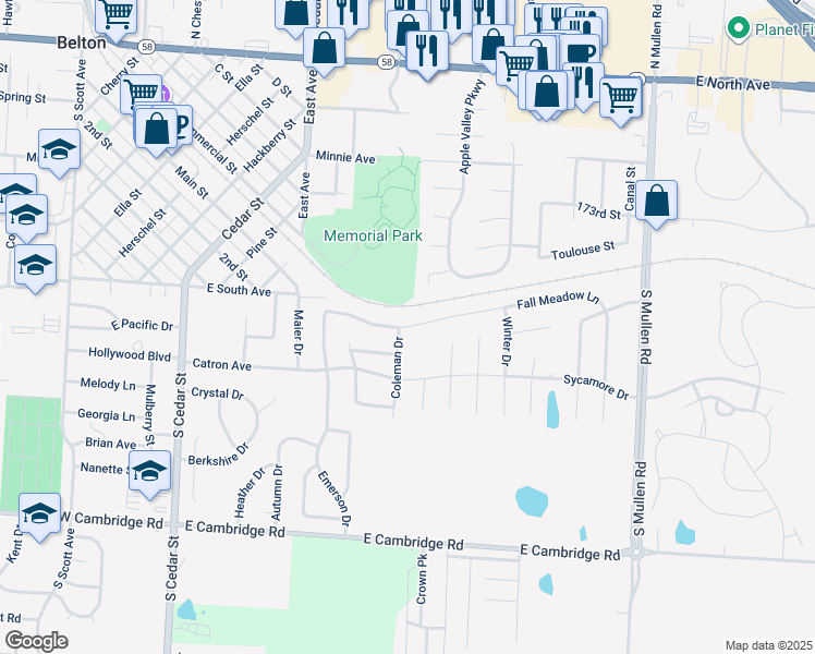 map of restaurants, bars, coffee shops, grocery stores, and more near 600 Fall Meadow Lane in Belton