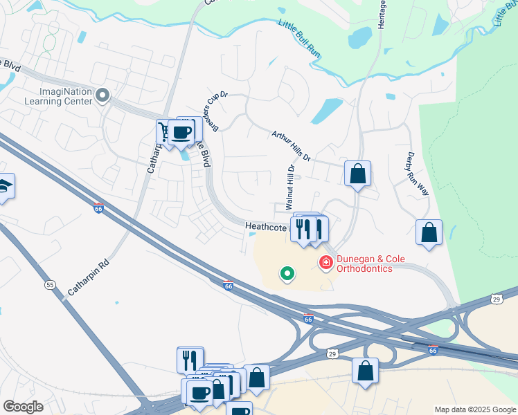 map of restaurants, bars, coffee shops, grocery stores, and more near 6917 Tred Avon Place in Gainesville