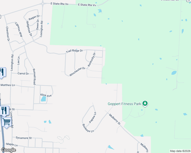 map of restaurants, bars, coffee shops, grocery stores, and more near 1804 Winchester Drive in Pleasant Hill