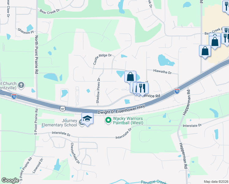 map of restaurants, bars, coffee shops, grocery stores, and more near 117 Cabot Court in Wentzville