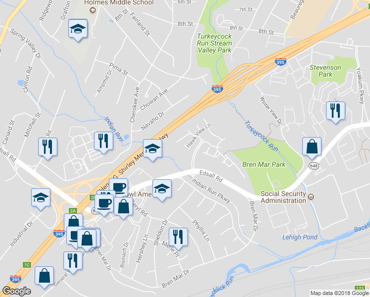 map of restaurants, bars, coffee shops, grocery stores, and more near 5276 Kestrel Crossing Drive in Alexandria