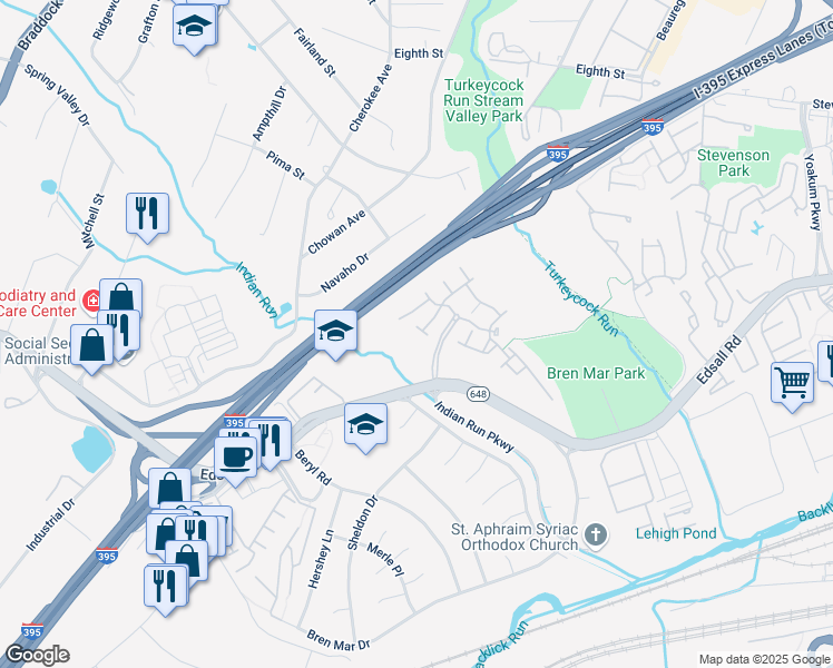 map of restaurants, bars, coffee shops, grocery stores, and more near 5276 Kestrel Crossing Drive in Alexandria