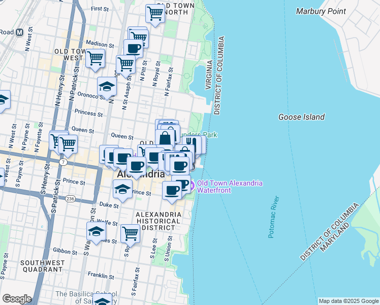 map of restaurants, bars, coffee shops, grocery stores, and more near 101 Independence Avenue Southeast in Washington