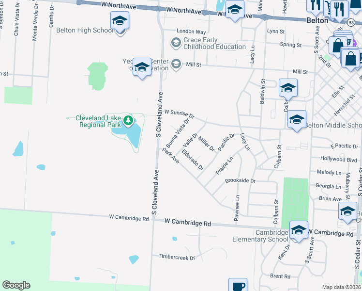 map of restaurants, bars, coffee shops, grocery stores, and more near 522 Valle Drive in Belton