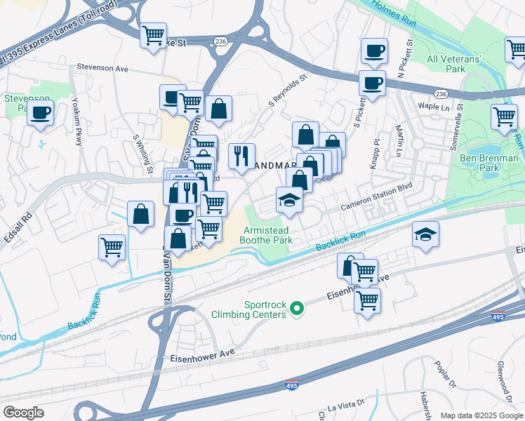 map of restaurants, bars, coffee shops, grocery stores, and more near 446 Nottoway Walk in Alexandria