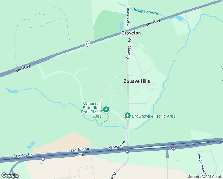 map of restaurants, bars, coffee shops, grocery stores, and more near 11639 Iron Brigade Court in Prince William County