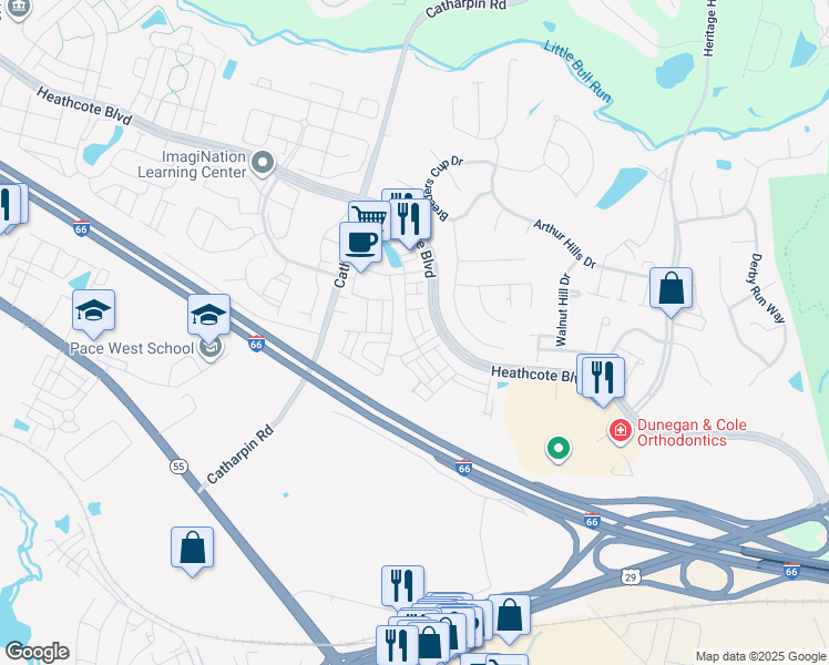 map of restaurants, bars, coffee shops, grocery stores, and more near 14062 Cannondale Way in Gainesville