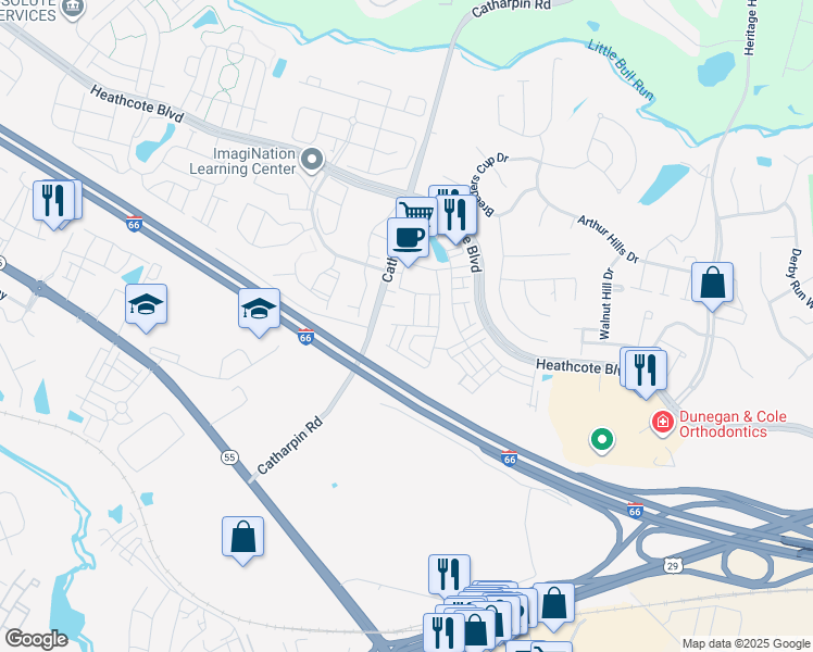 map of restaurants, bars, coffee shops, grocery stores, and more near 14216 Haro Trail in Gainesville